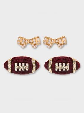 Game Day Football and Bow Earring Set 2pc - Wild Fable™